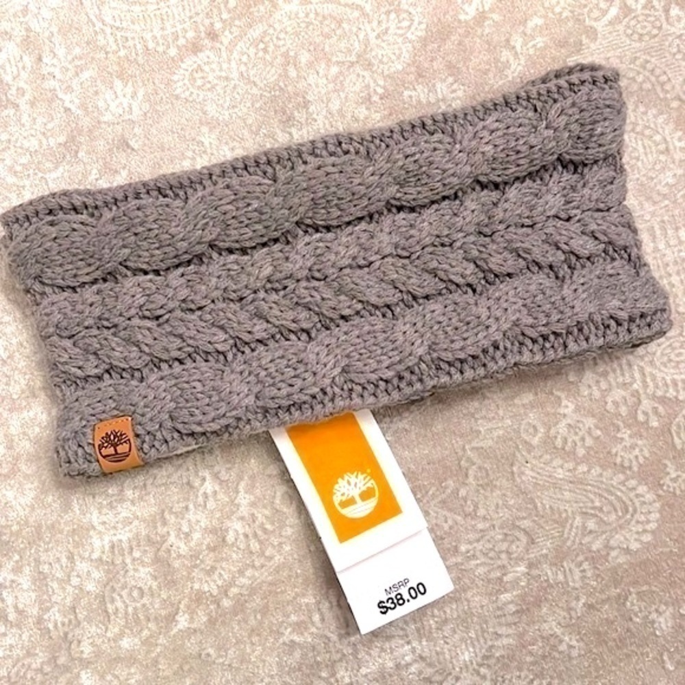 Brand New Timberland Cable Knit Gray Fleece Lined Earband Headband